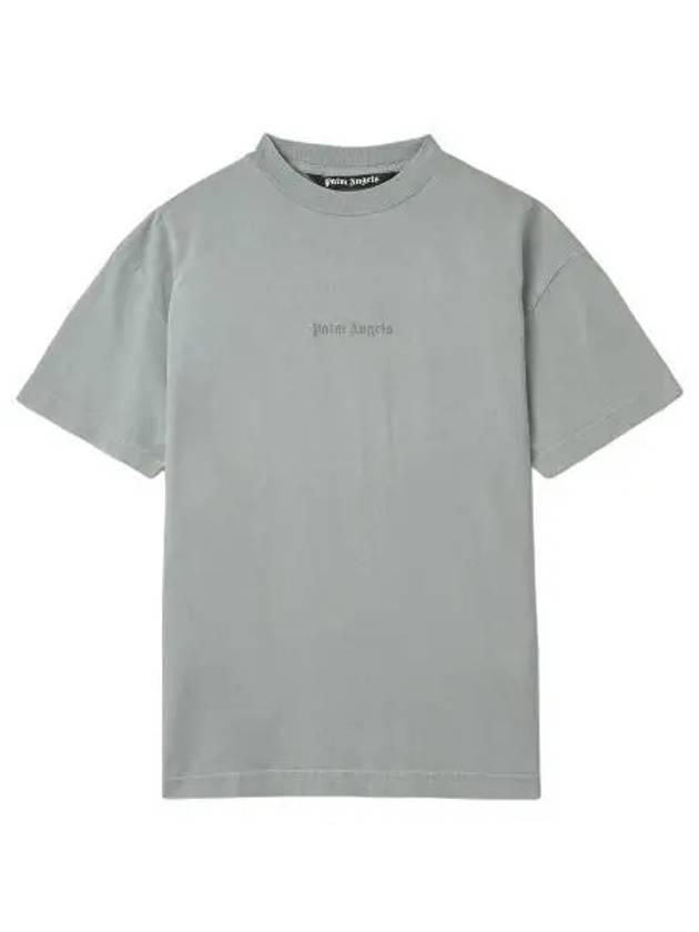 Garment Dyed Reverse Logo Short Sleeve T Shirt Light Gray Tee - PALM ANGELS - BALAAN 1