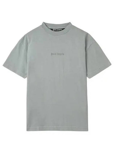 Garment Dyed Reverse Logo Short Sleeve T Shirt Light Gray - PALM ANGELS - BALAAN 1