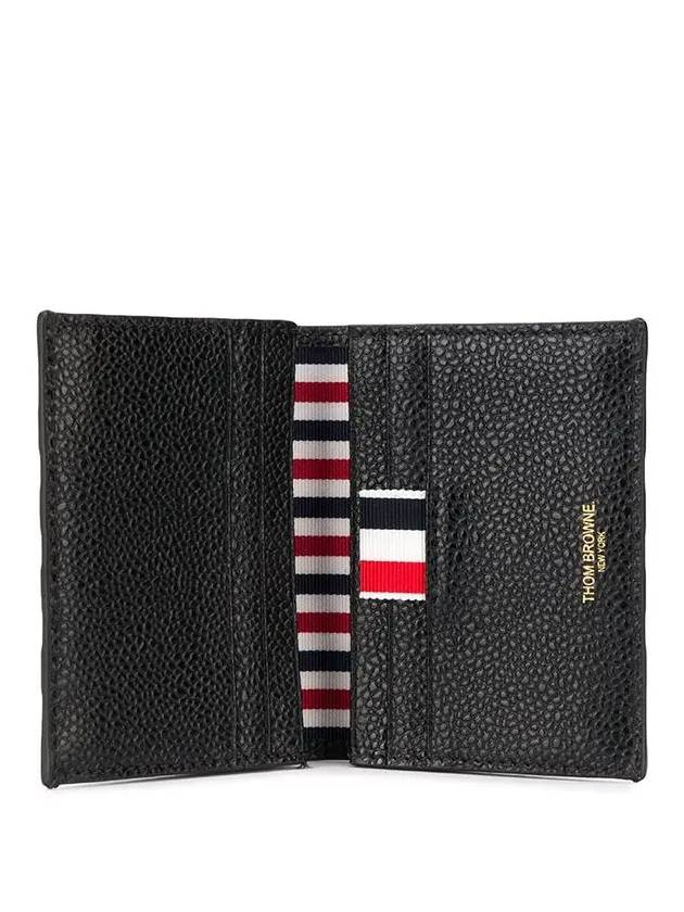 Prince Of Wales Print Double 4 Bar Pebbled Calfskin Card Wallet Black - THOM BROWNE - BALAAN 4