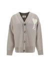 De Coeur Logo Wool Cardigan Light Beige - AMI - BALAAN 2