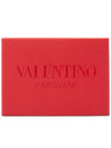 V Logo Signature Leather Card Wallet Black - VALENTINO - BALAAN 9