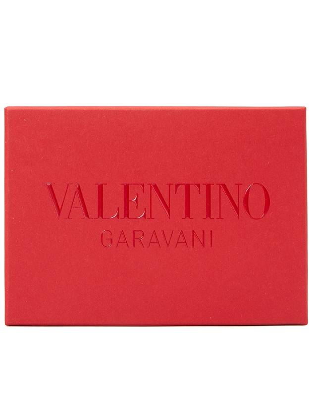 V Logo Signature Leather Card Wallet Black - VALENTINO - BALAAN 9