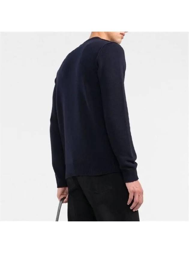 Wappen Patch Crew Neck Wool Knit Top Navy - STONE ISLAND - BALAAN 5