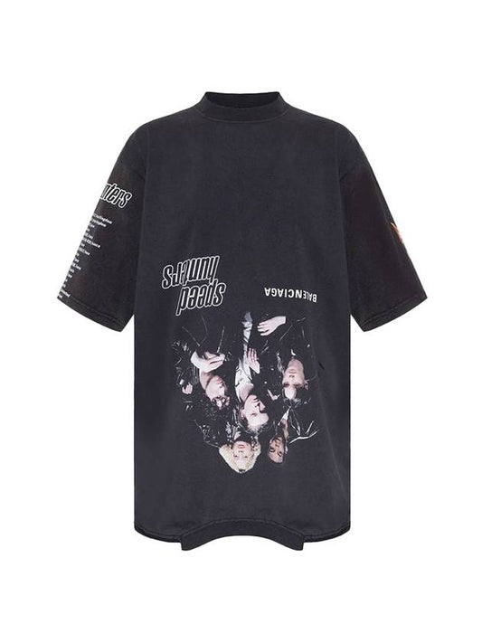 Speed Hunter Upside Down Oversized Short Sleeve T-shirt Black - BALENCIAGA - BALAAN 1