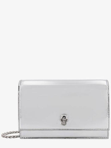 Small Skull Leather Cross Bag Silver - ALEXANDER MCQUEEN - BALAAN 1