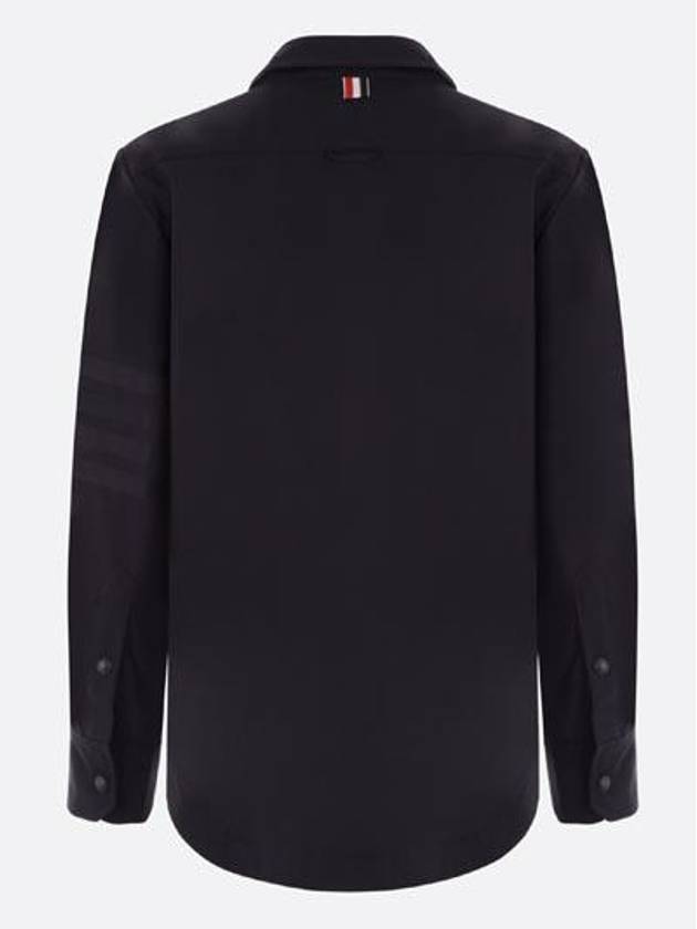 4 Bar Stripe Plain Weaving Wool Long Sleeve Shirt Navy - THOM BROWNE - BALAAN 3