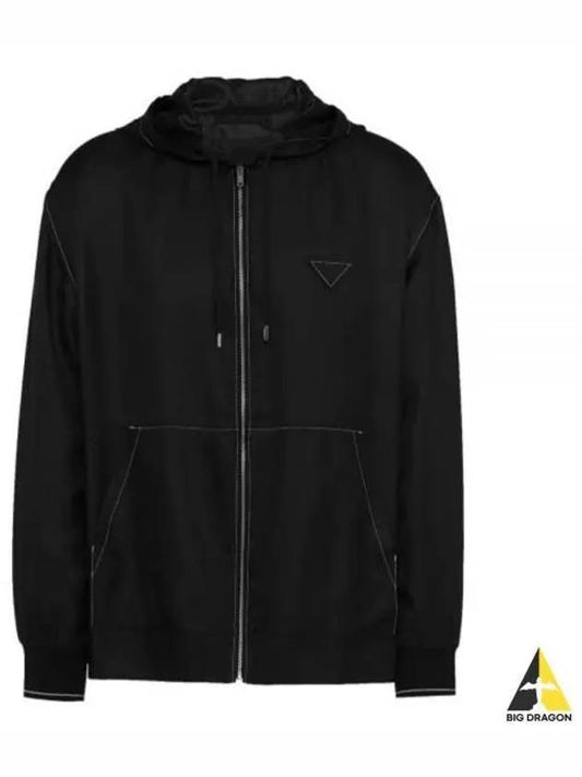 Silk Zip-Up Jacket Black - PRADA - BALAAN 2