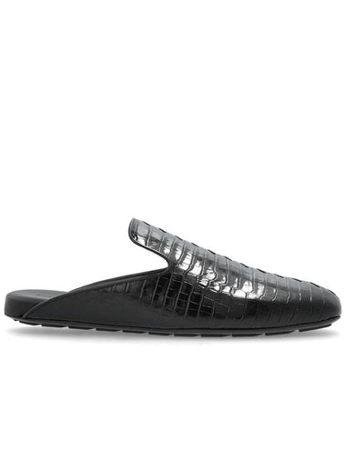 Bottega Veneta Leather Slides Roma, Men's, Black - BOTTEGA VENETA - BALAAN 1