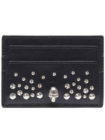 Skull Studded Leather Card Wallet Black - ALEXANDER MCQUEEN - BALAAN 2