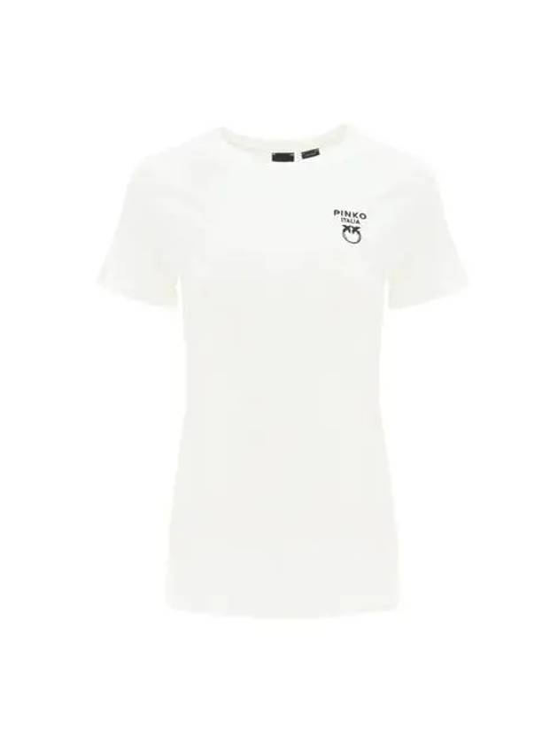 Logo round short sleeve t-shirt white women 1G173F Y7XK Z14BB - PINKO - BALAAN 1