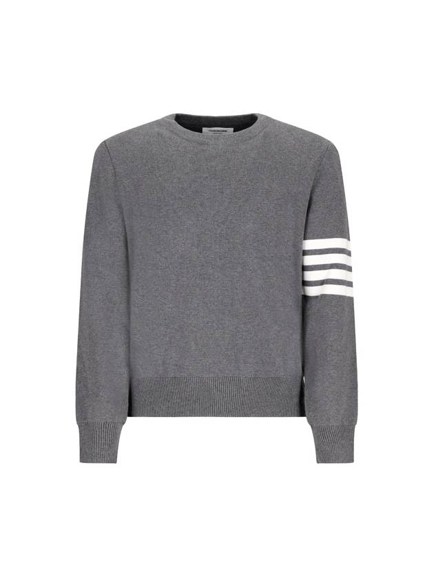 4 Bar Armband Milano Stitch Knit Top Mid Grey - THOM BROWNE - BALAAN 2