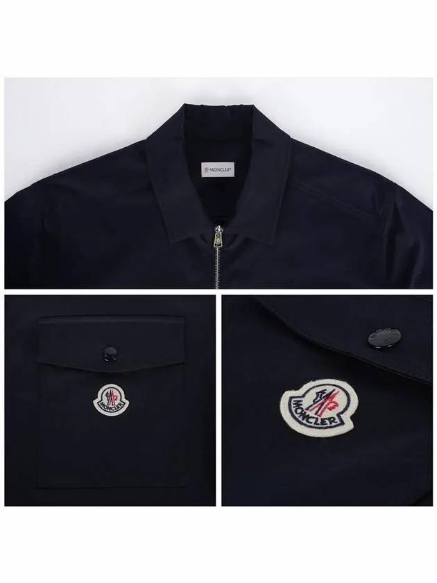 Cotton Gabardine Zip-Up Jacket Navy - MONCLER - BALAAN 6