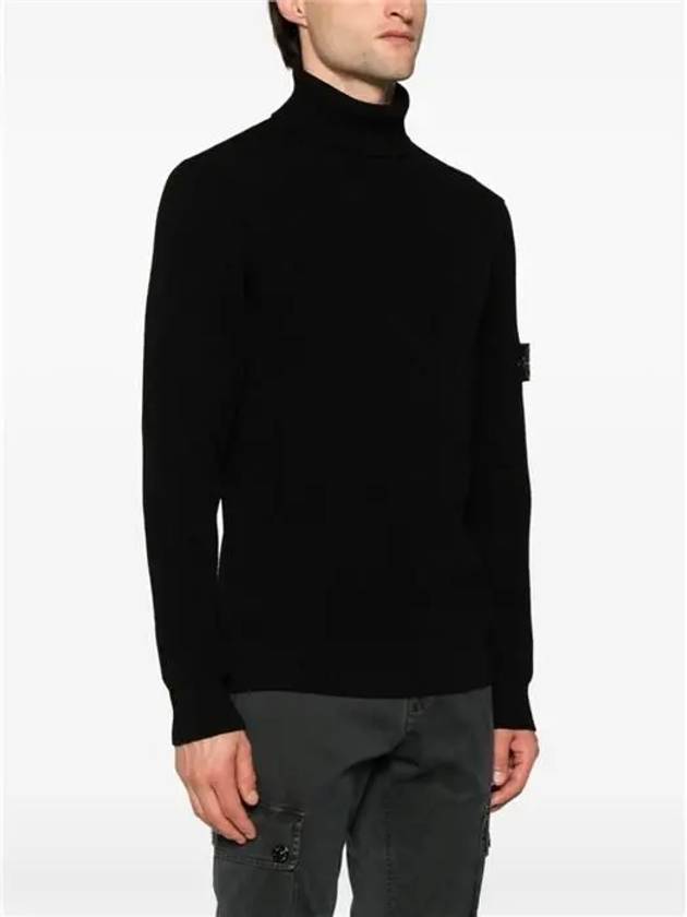 Logo Knit Turtleneck Black - STONE ISLAND - BALAAN 6