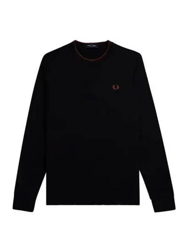 Fred Perry Twin Tip Long Sleeve T Shirt Black - FRED PERRY - BALAAN 1