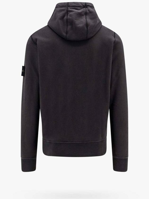 Logo Patch Drawstring Hoodie Charcoal - STONE ISLAND - BALAAN 3