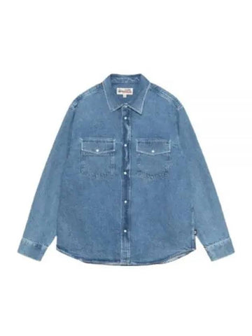 1110320 LIGHT DENIM Boxy western shirt - STUSSY - BALAAN 1