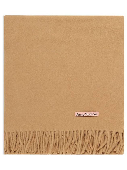 Logo Wool Fringe Scarf Beige - ACNE STUDIOS - BALAAN 2