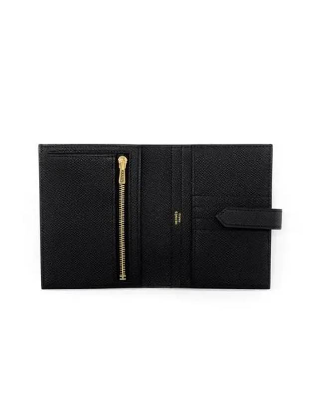 Bean Compact Half Wallet Black Gold H039790CC89 - HERMES - BALAAN 3