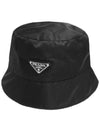 Triangle Logo Stripe Bucket Hat Black - PRADA - BALAAN 3