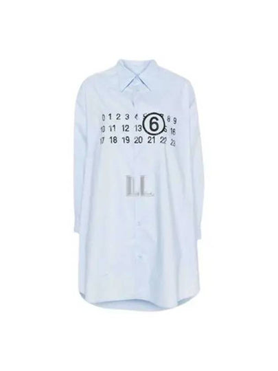 Number Logo Print Shirt Cotton Short Dress Light Blue - MAISON MARGIELA - BALAAN 2