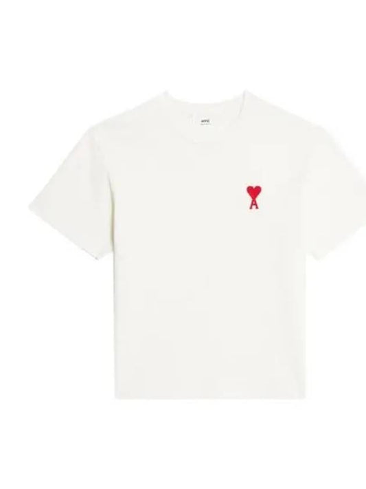 Heart Logo Cotton Jersey Short Sleeve T-Shirt White - AMI - BALAAN 2