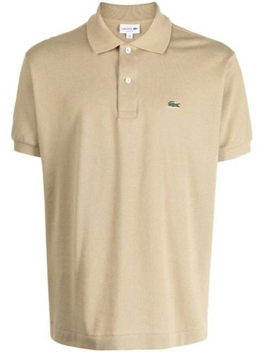Men's Logo Classic Fit Cotton Short Sleeve Polo Shirt Beige - LACOSTE - BALAAN 1