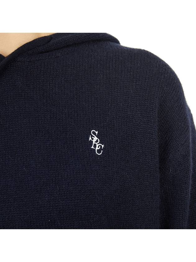 Embroidered Logo Cashmere Hoodie Navy - SPORTY & RICH - BALAAN 9