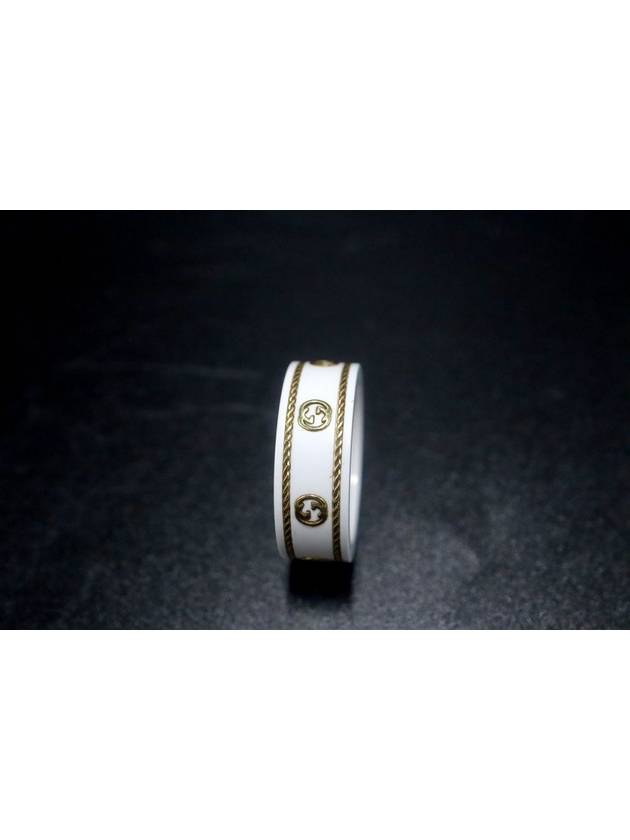 Women s Ring White Gucci 606826 18K Yellow Gold Zirconia Interlocking G Icon No 10 - GUCCI - BALAAN 3