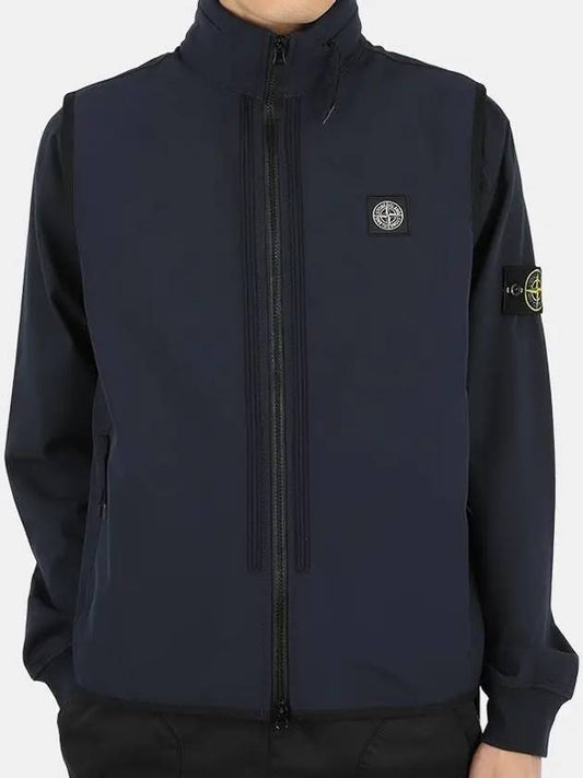 Logo Patch Softshell Vest Navy - STONE ISLAND - BALAAN.