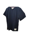 Men's Side Slit Relaxed Short Sleeve T-Shirt Navy - THOM BROWNE - BALAAN 3