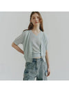 Linen Layered Crop Cardigan Knit Top Sky Blue - NOIRER FOR WOMEN - BALAAN 1