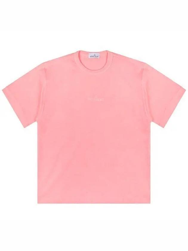 Micro Embroidered Logo Cotton Jersey Short Sleeve T-Shirt PInk - STONE ISLAND - BALAAN 2