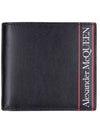 Men's Logo Printed Leather Half Wallet Black - ALEXANDER MCQUEEN - BALAAN.