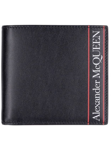 Men's Logo Printed Leather Half Wallet Black - ALEXANDER MCQUEEN - BALAAN 1