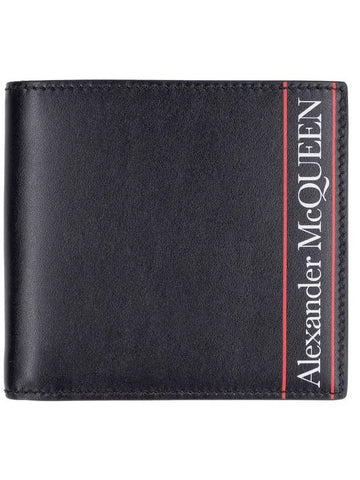 Men's Logo Printed Leather Half Wallet Black - ALEXANDER MCQUEEN - BALAAN 1