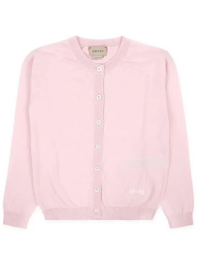 Kids Horsebit Logo Cotton Cardigan Light Pink 745040 XKC89 5710 8 10 - GUCCI - BALAAN 1