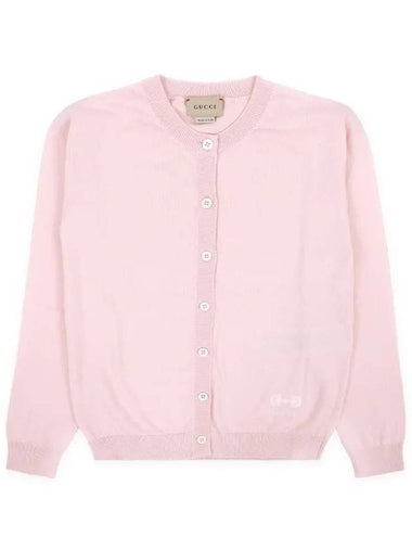 Kids Horsebit Logo Cotton Cardigan Light Pink 745040 XKC89 5710 8 10 - GUCCI - BALAAN 1