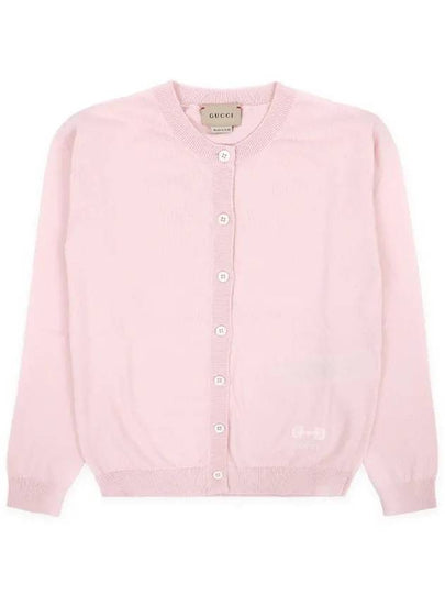 Kids Horsebit Logo Cotton Cardigan Light Pink 745040 XKC89 5710 8 10 - GUCCI - BALAAN 2