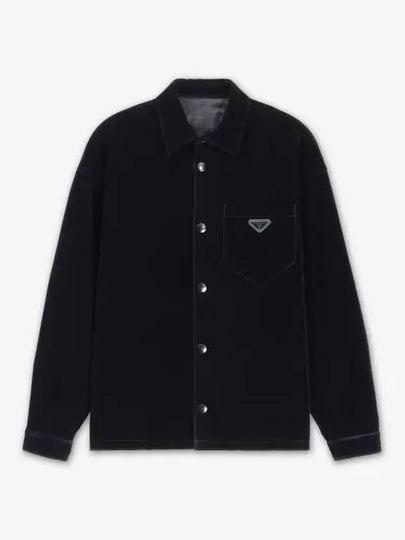 Triangle Logo Stretch Cotton Long Sleeve Shirt Black - PRADA - BALAAN 2