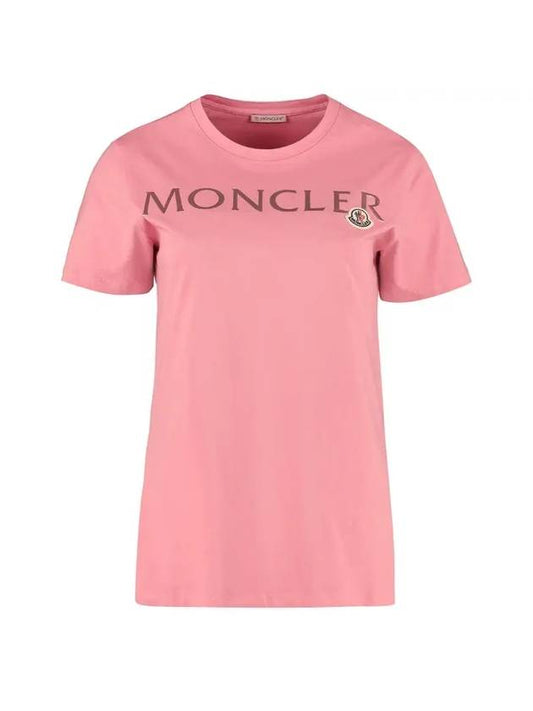 logo patch lettering print short sleeve t-shirt pink - MONCLER - BALAAN.