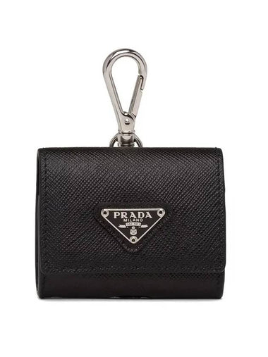 Triangle Logo Saffiano Headphone Case Black - PRADA - BALAAN 1