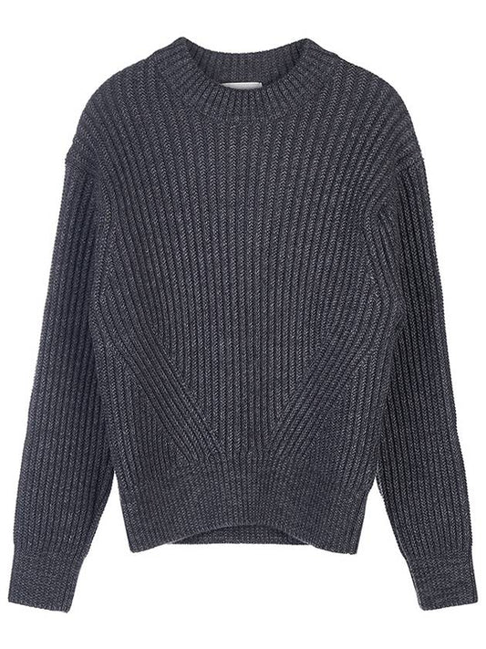 wool knit top gray - AMI - BALAAN.