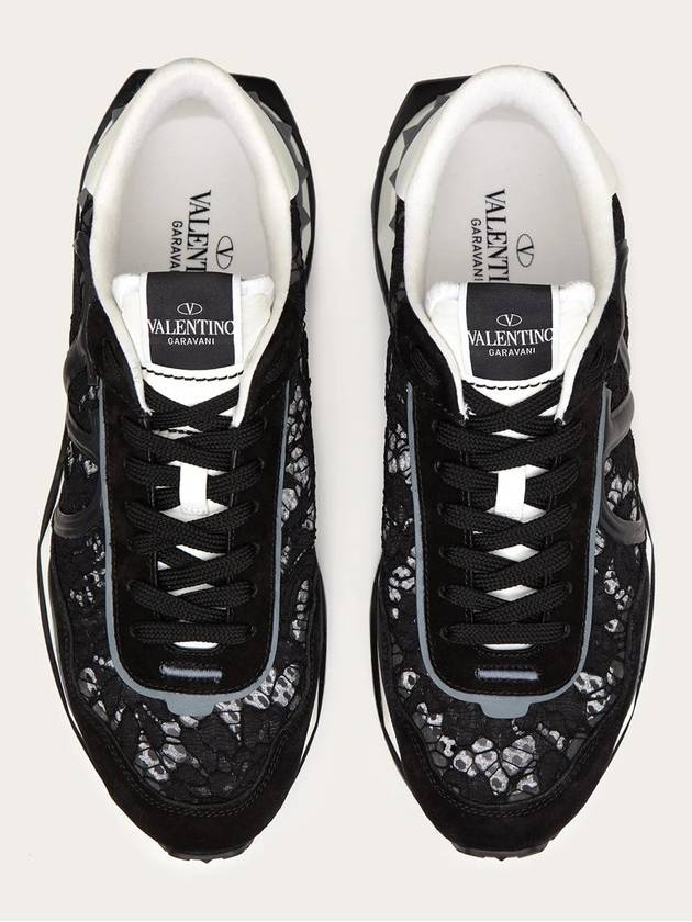 Women's Lace Runner Low Top Sneakers Black - VALENTINO - BALAAN 6