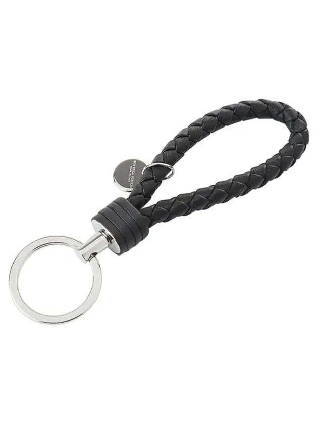 Intrecciato Leather Key Holder Black - BOTTEGA VENETA - BALAAN.