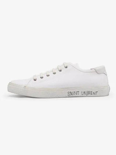 Malibu Logo Canvas Low Top Sneakers White - SAINT LAURENT - BALAAN 2