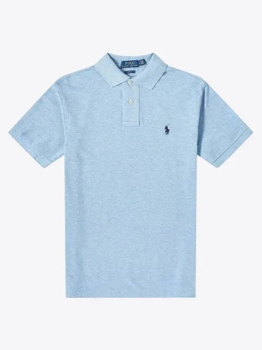 Logo Slim Fit Short Sleeve Polo Shirt Blue - POLO RALPH LAUREN - BALAAN 2