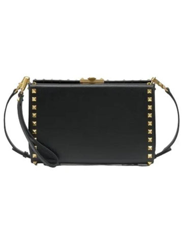 Rockstud Alcove Grain Calfskin Crossbody Bag Black - VALENTINO - BALAAN 1