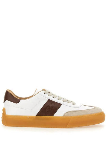 Calfskin Leather Low Top Sneakers White Brown - TOD'S - BALAAN 2