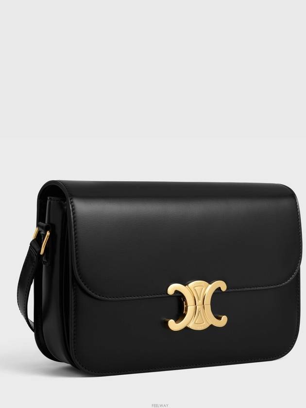 Classique Triomphe Shiny Calfskin Shoulder Bag Black - CELINE - BALAAN 3