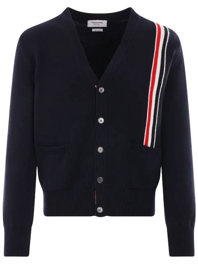 RWB Striped Intarsia Cotton Cardigan Navy - THOM BROWNE - BALAAN 2